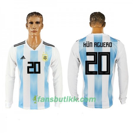 Fotball-VM 2018 Argentina drakt Kun Aguero 20 Hjemmetrøye Langermet